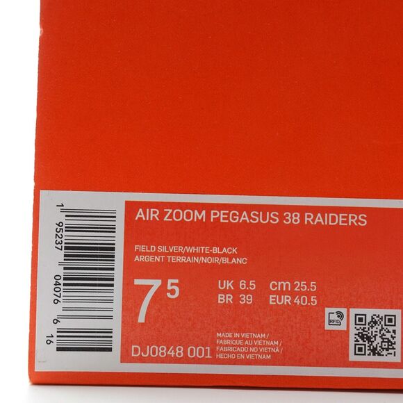 Nike Air Zoom Pegasus 38 Raiders Silver Grey Shoes Mens Size 7.5 DJ0848-001 - Picture 12 of 12
